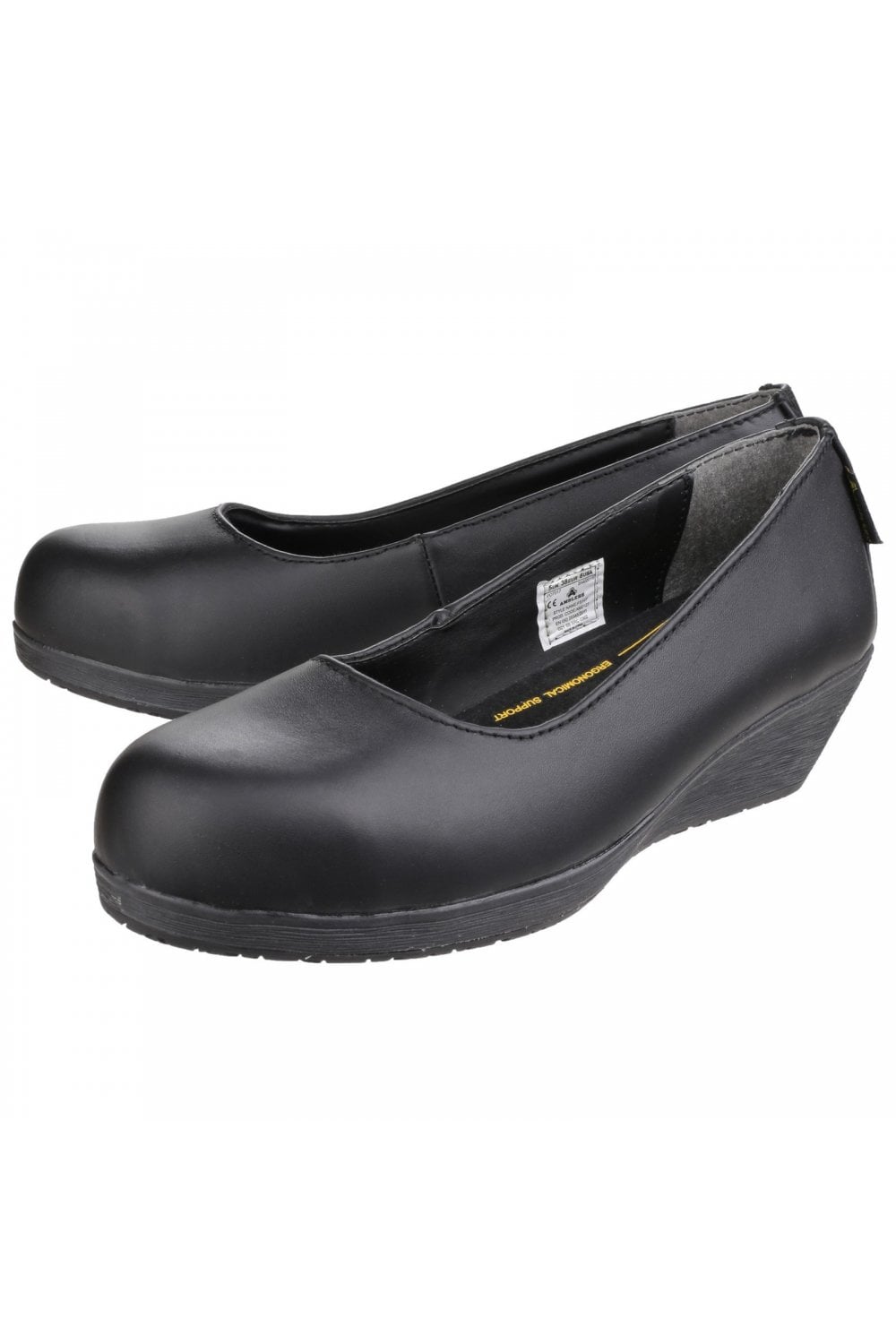 FS107 Antibacterial Memory Foam Slip on Wedged Safety Court Shoe