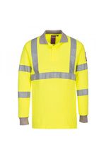 Flame Resistant Anti-Static Hi-Vis Long Sleeve Polo Shirt