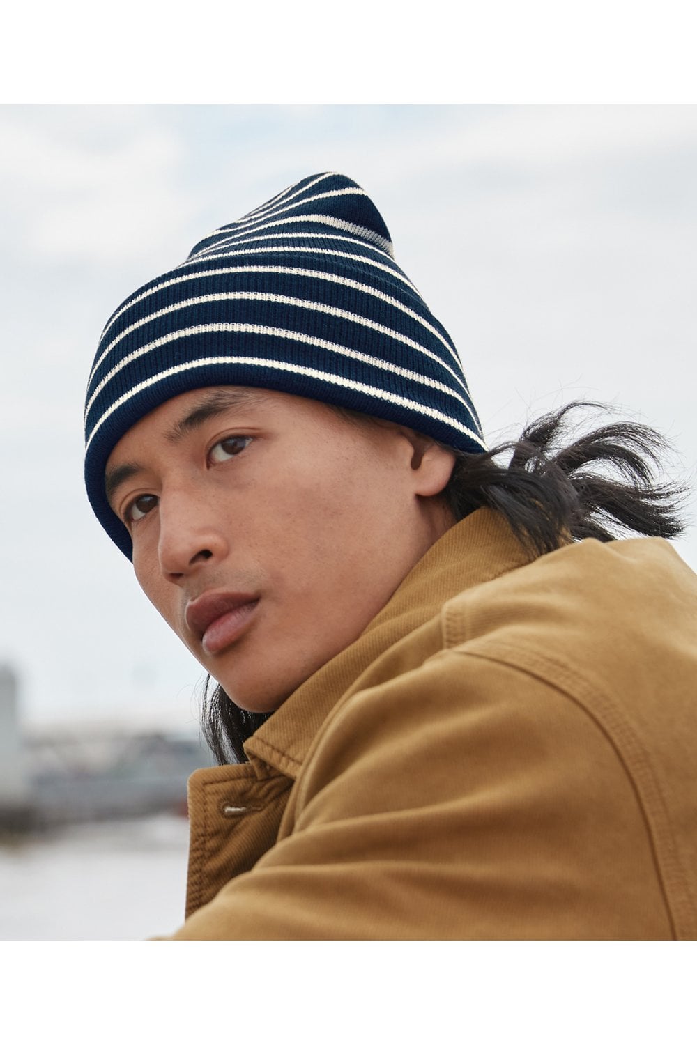 Original deep-cuffed striped beanie