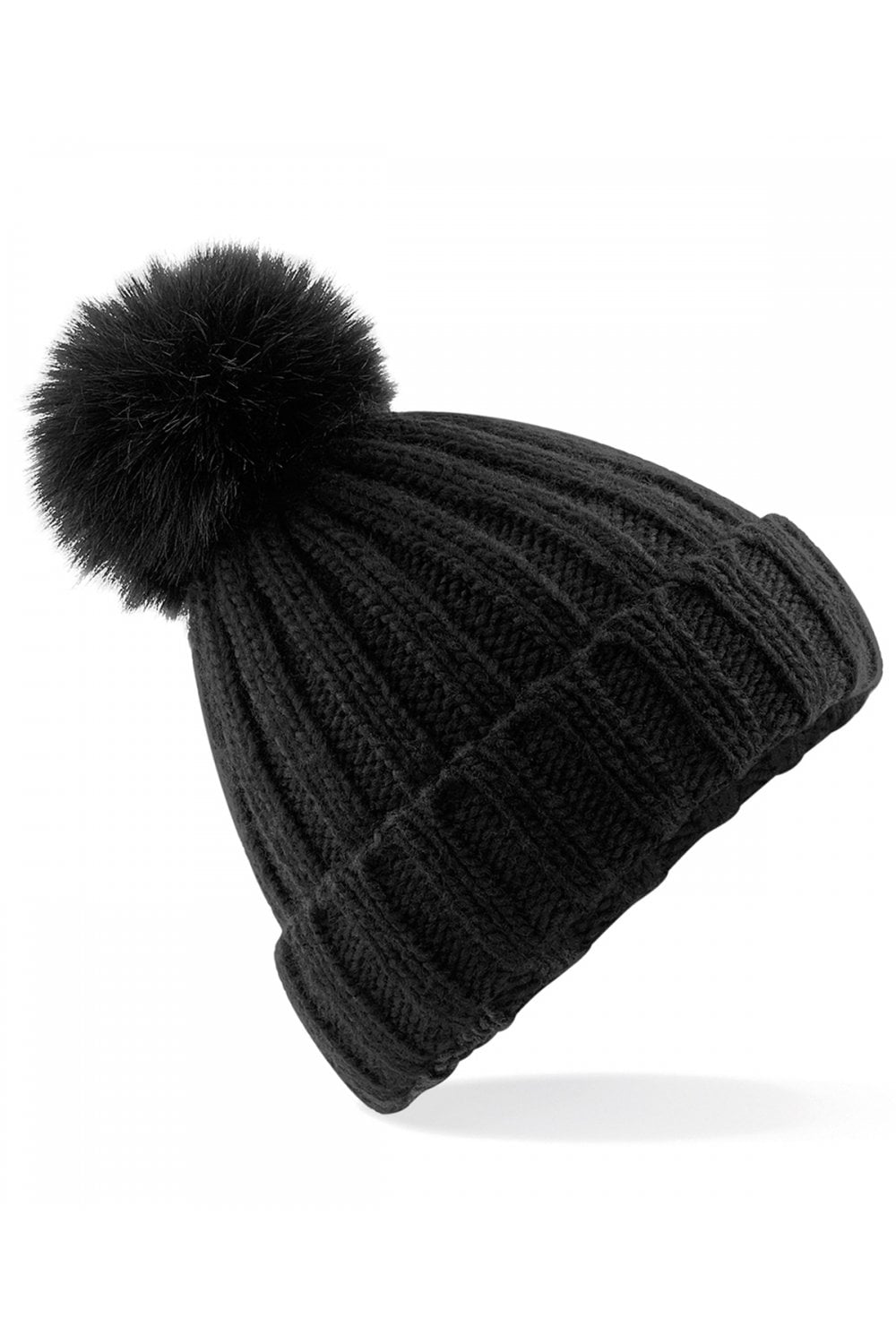 Verbier fur pop pom chunky beanie