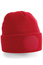 Circular patch beanie