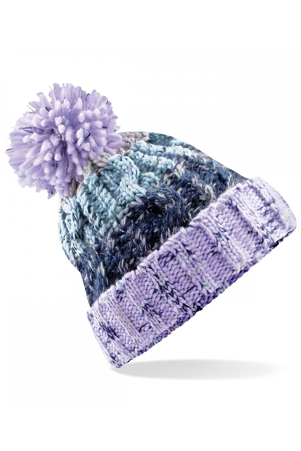 Corkscrew pom pom beanie