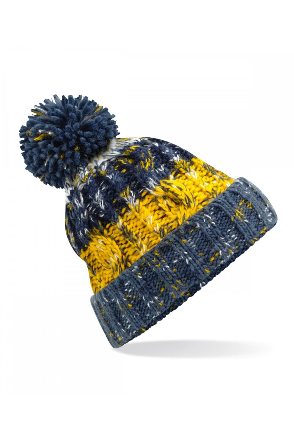 Corkscrew pom pom beanie