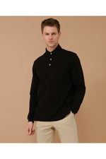 Long sleeve cotton polo shirt