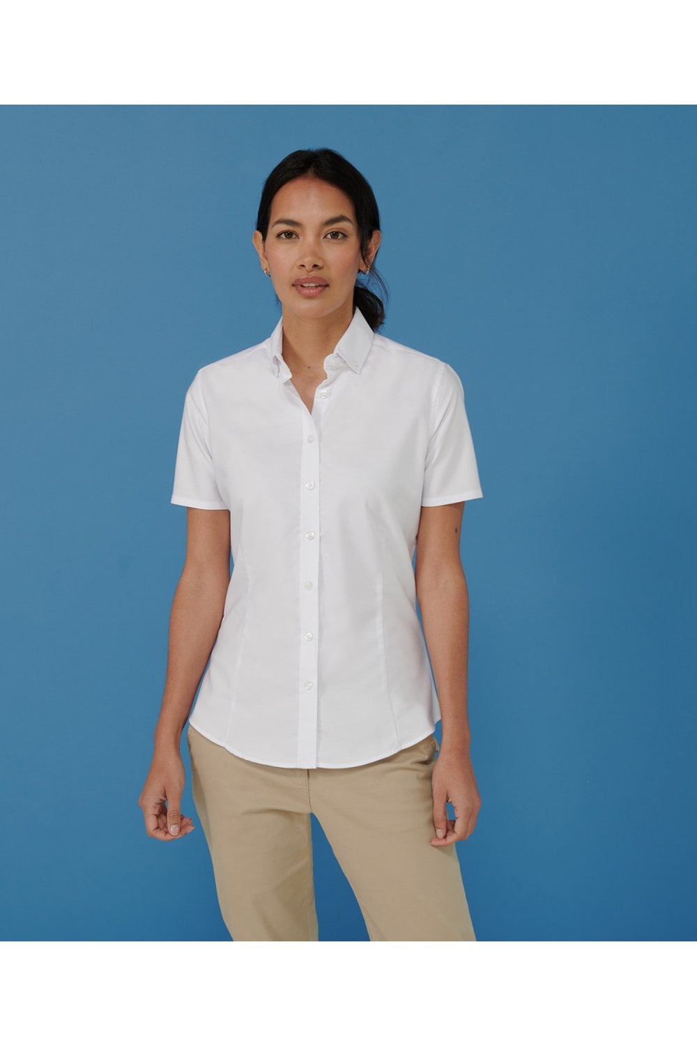 Women's modern short sleeve Oxford shirt